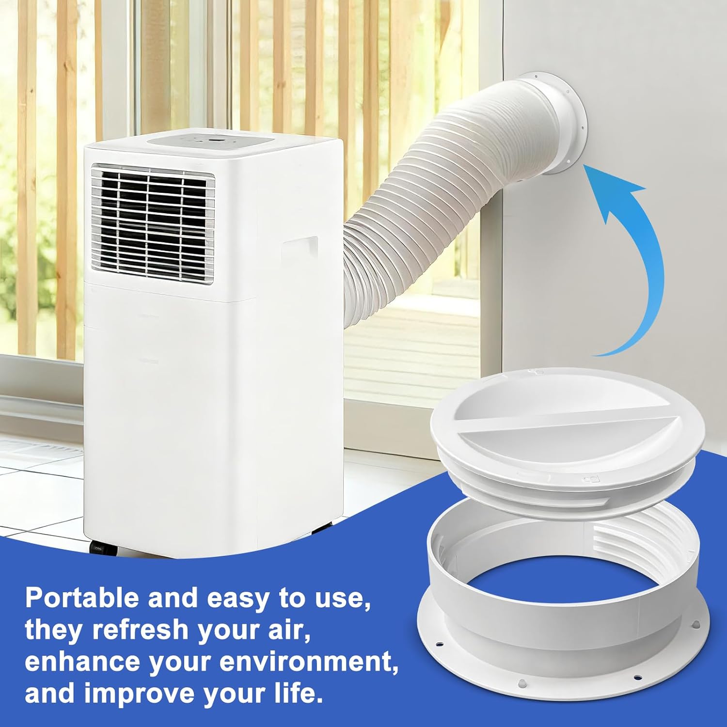 Dual Size Wall Mount Connector 6 and 6.5 Inches for Portable Air Conditioner Vent Ac Exhaust Hose Coupler Compatible 6 and 6.5 in Hose Accessories Plug White Off Season Cover Plug 1Pack
