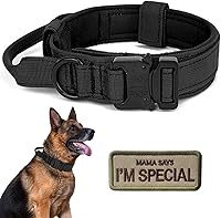 Vista 14 de Collar táctico para perro con asa, collar de entrenamiento militar ajustable para perros, nailon suave y hebilla de metal resistente para perros