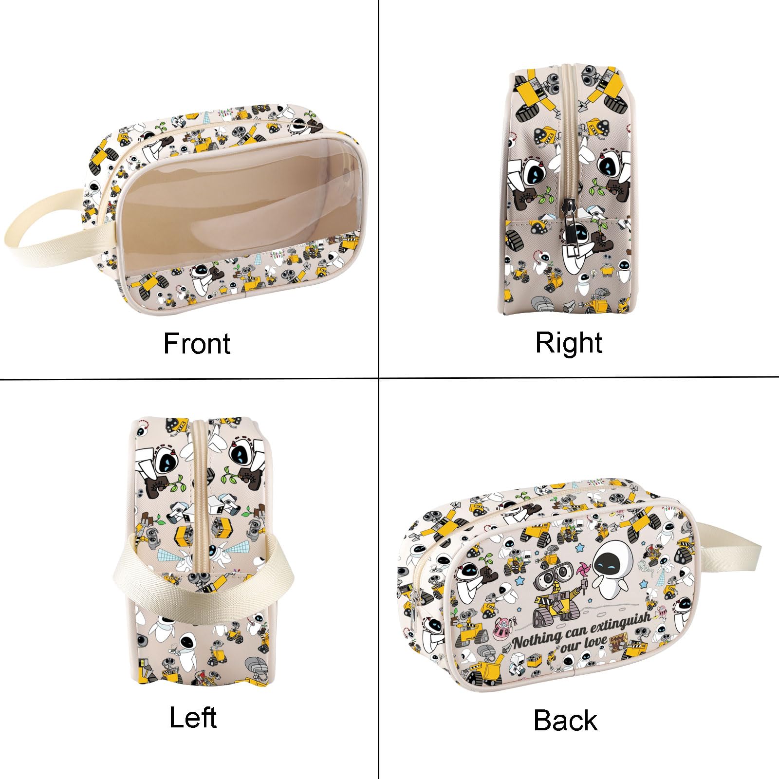 MEIKIUP Cartoon Couples Gifts Wall-E and Eve Love Clear Makeup Cosmetic Bag Nothing Can Extinguish Our Love Honeymoon Gifts (Robot Clear Bag-UK) - Image 3