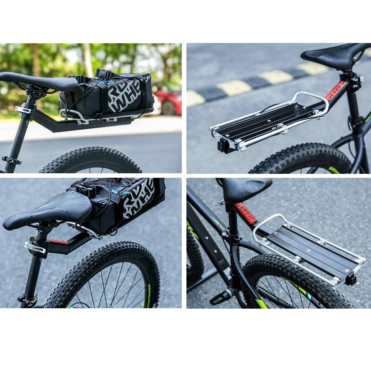 Portapacchi Posteriore per Bici a Sgancio Rapido in Lega di Alluminio | 1 Pezzo, per Mountain Bike e Bici da Strada, Supporto Mobile e Fisso per Trasporto Bagagli