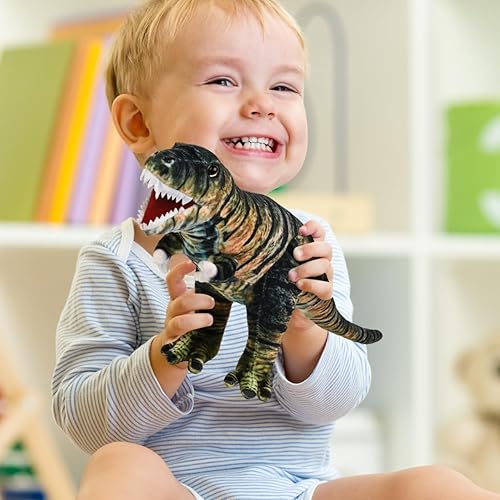 Miniatura 5 de Juguete de peluche realista de dinosaurio T-Rex de 16 pulgadas, suave dinosaurio de peluche, regalos de cumpleaños de Navidad para niños y niñas