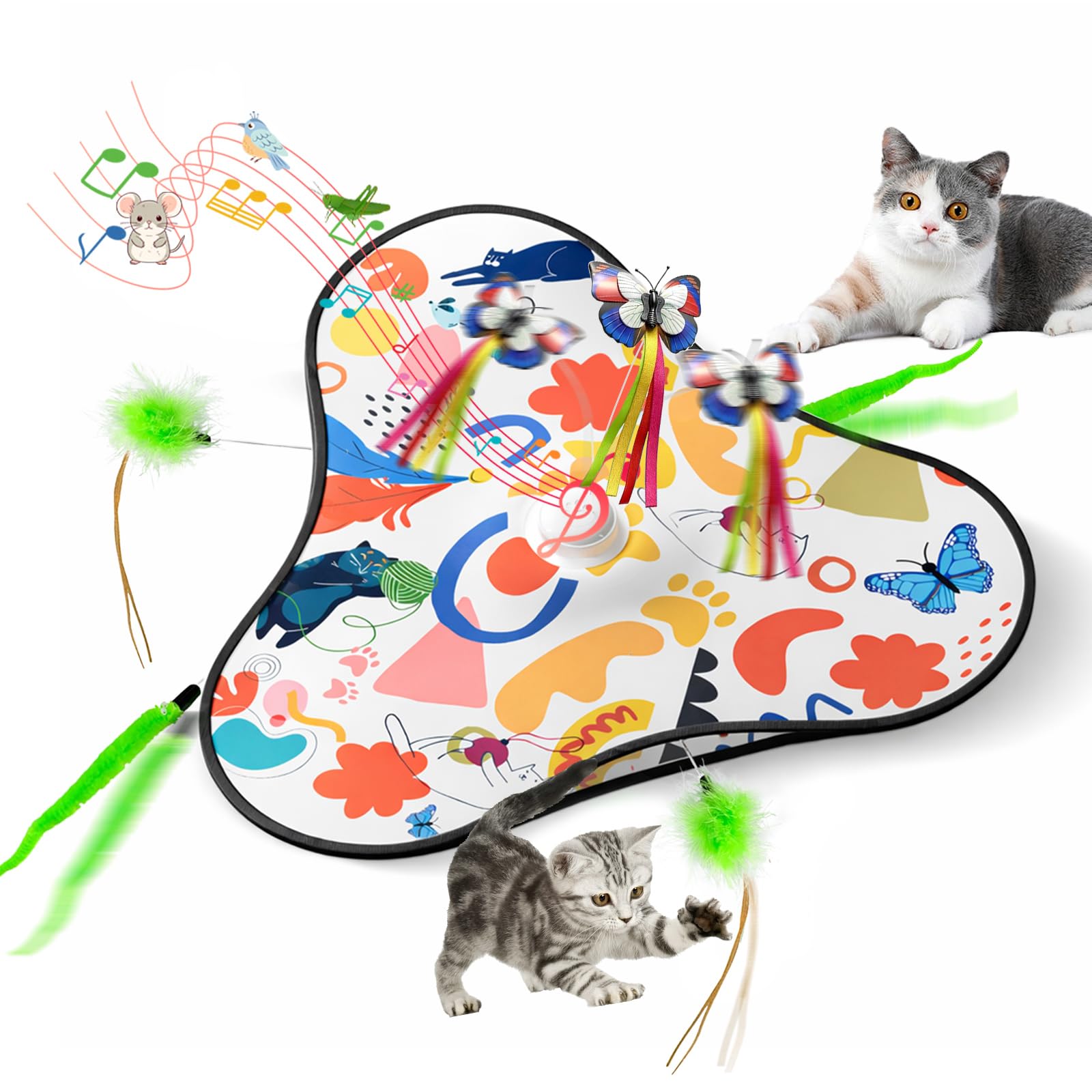 Juguetes interactivos para gatos Msiud con plumas automáticas y sonido de ratón