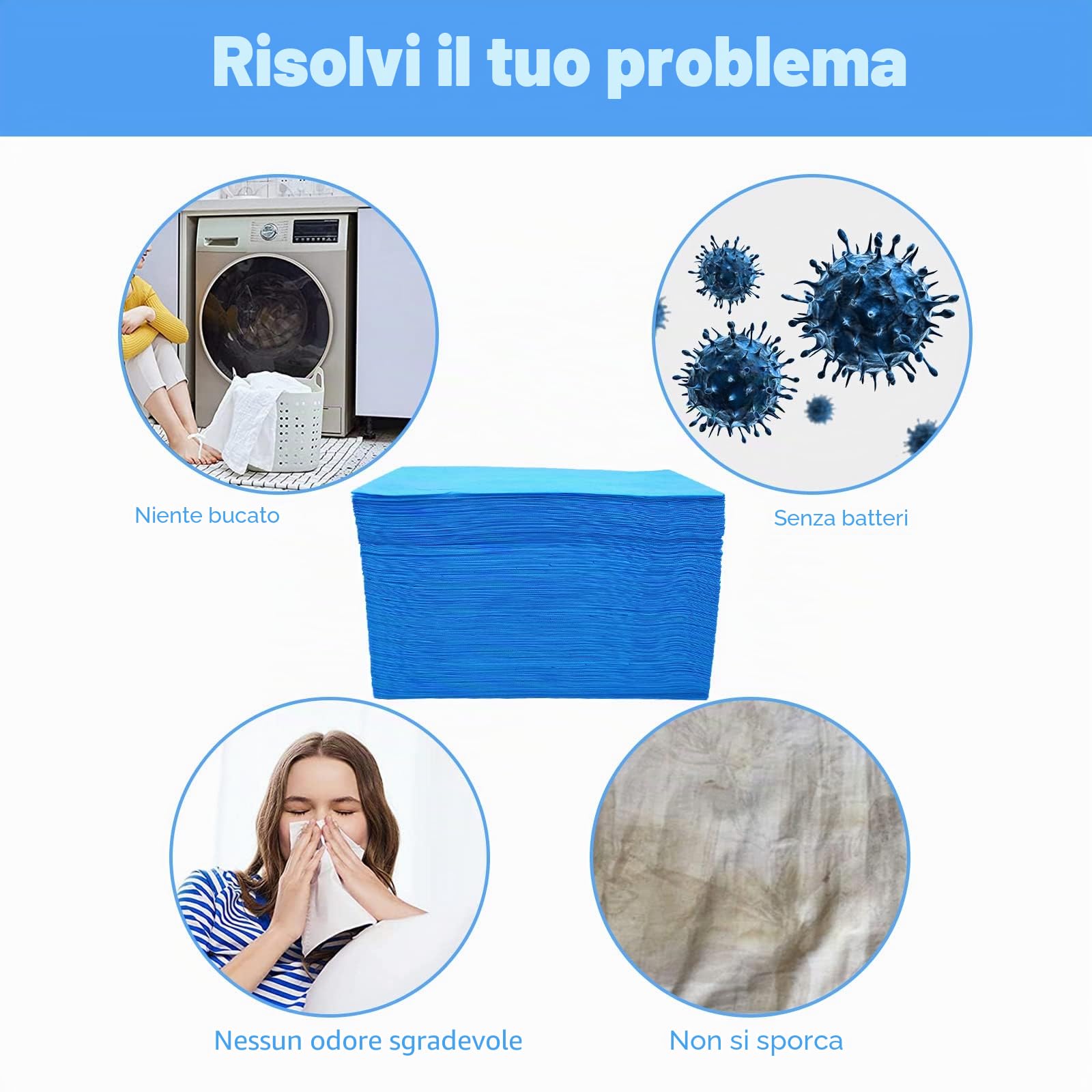100 lenzuoli usa e getta, per massaggi e getta, per salone di bellezza SPA, letto ospedale, tatuaggio, hotel, 80 x 180 cm (blu)