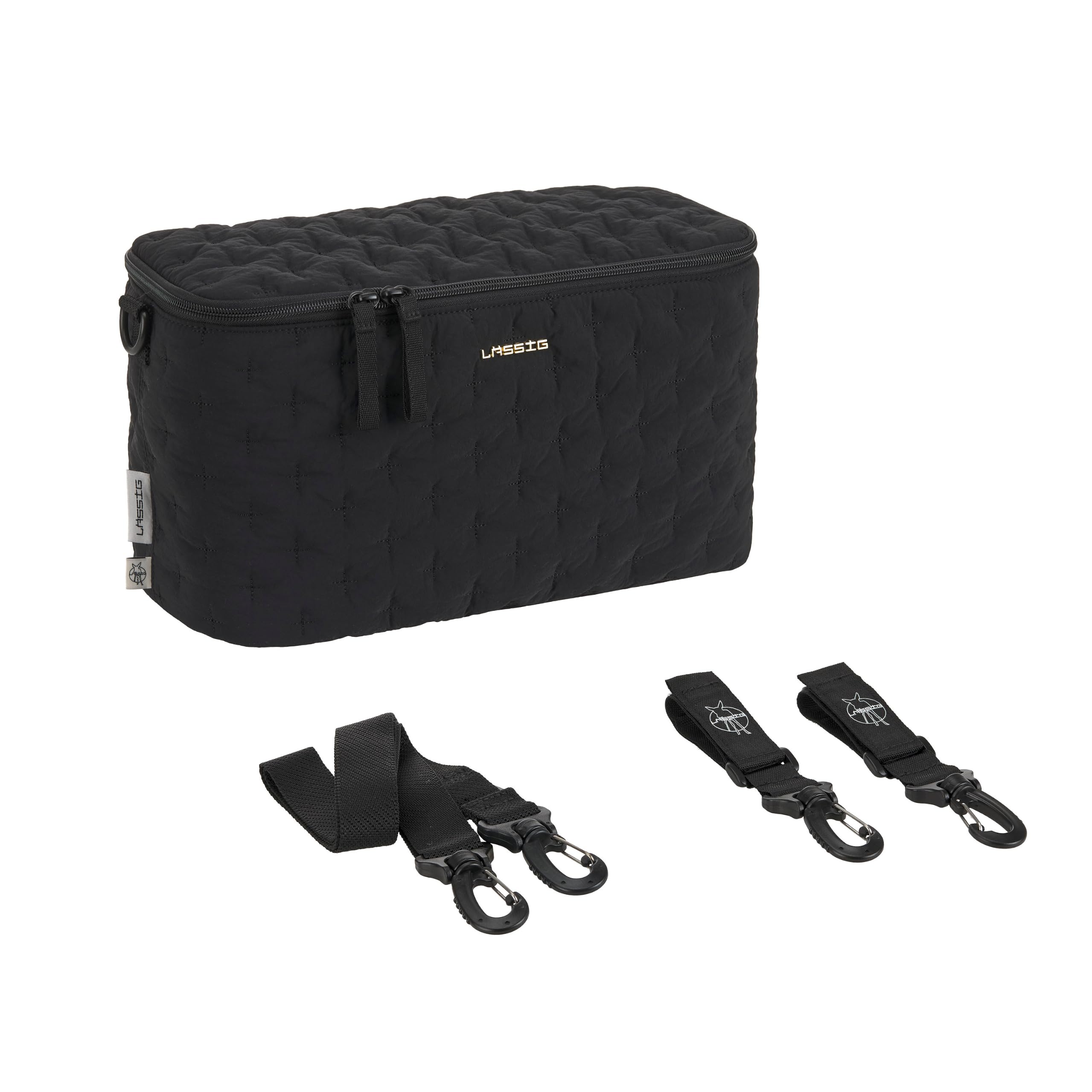 LÄSSIG Kinderwagen Buggy Organizer Enoa mit Befestigung Quilted Black | Kinderwagentasche, Buggy Organizer, Kinderwagen Organizer, Wickelorganizer