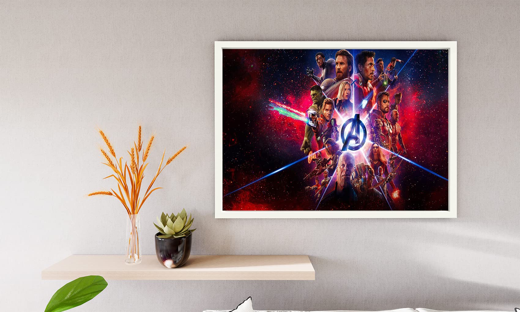 XtremeSkins Designs Print White Wood Floater Framed Canvas Wall Art Decoration Poster (14x10 Inch) - avengers-infinity-war-in spce