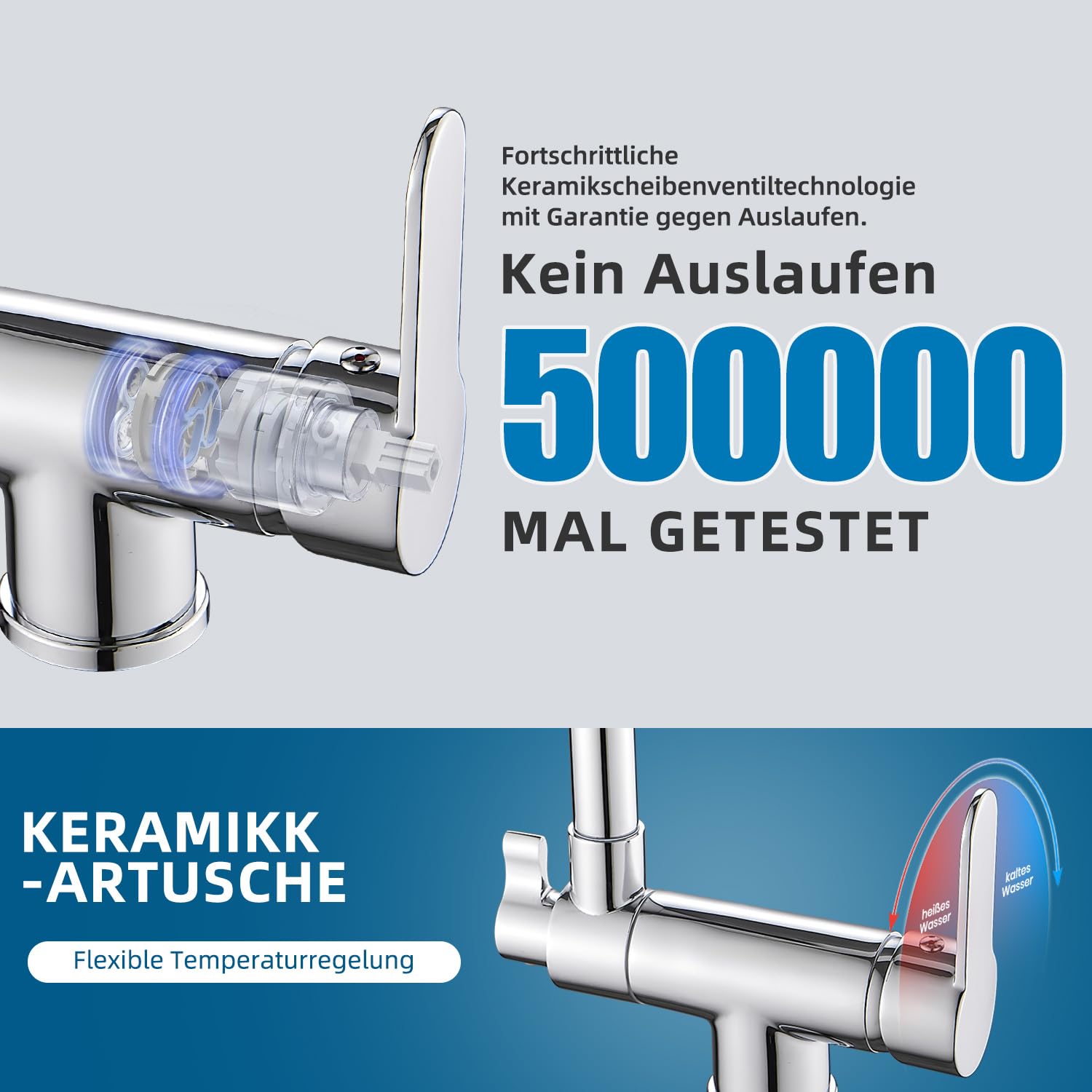 3 Wege Wasserhahn Küche,Vorfenster Küchenarmatur Klappbar mit Kaltstart,3 in 1 Mischbatterie für Wasserfilter,360°Drehbar Armatur Küche Spülarmaturen mit 2 Hebel (Chrom)
