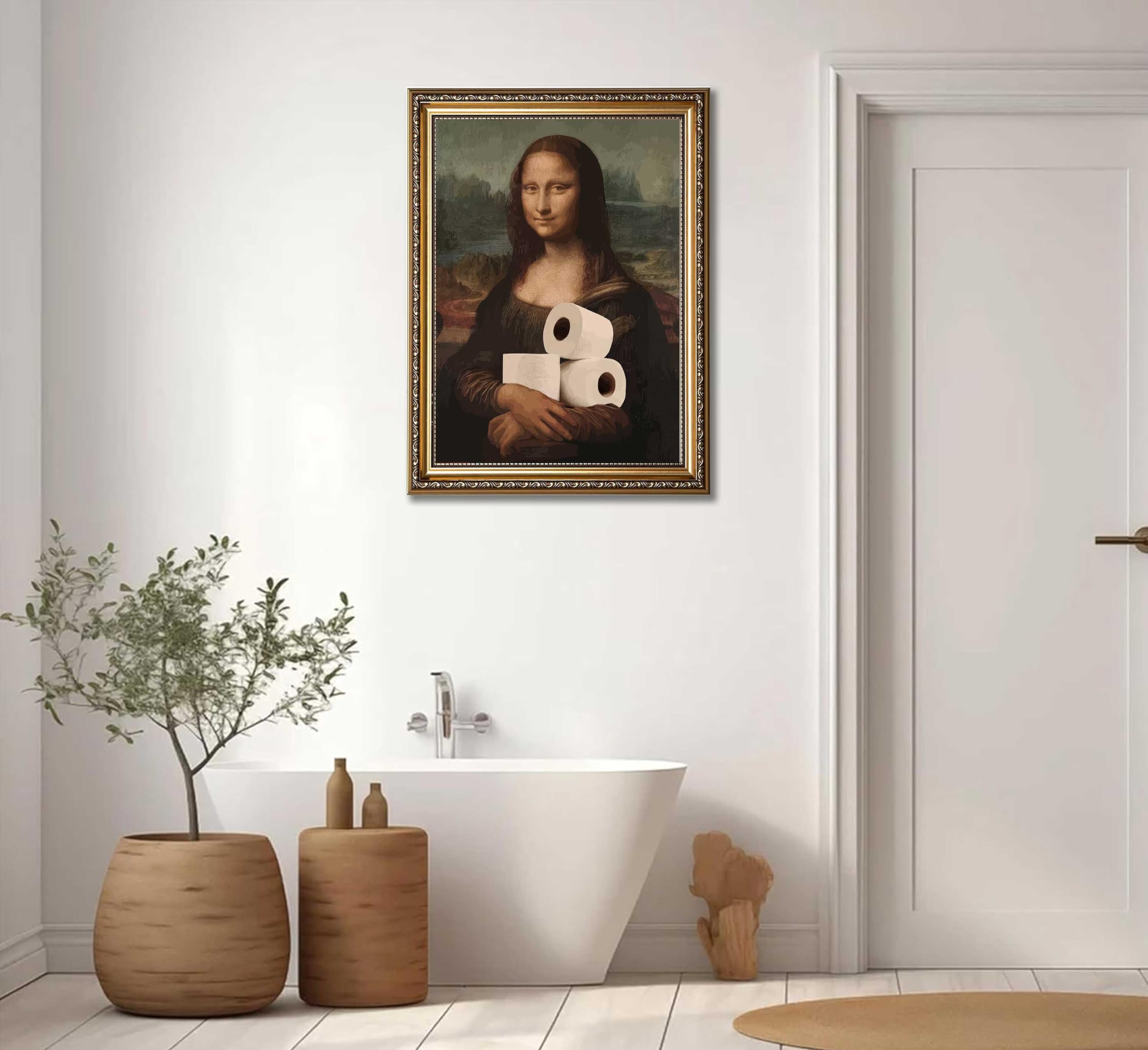 Tableau Humoristique De La Joconde Pour Salle De Bain | Déco Vintage, Fantaisiste, Brise-glace | Pour Maison, Restaurant, Fête