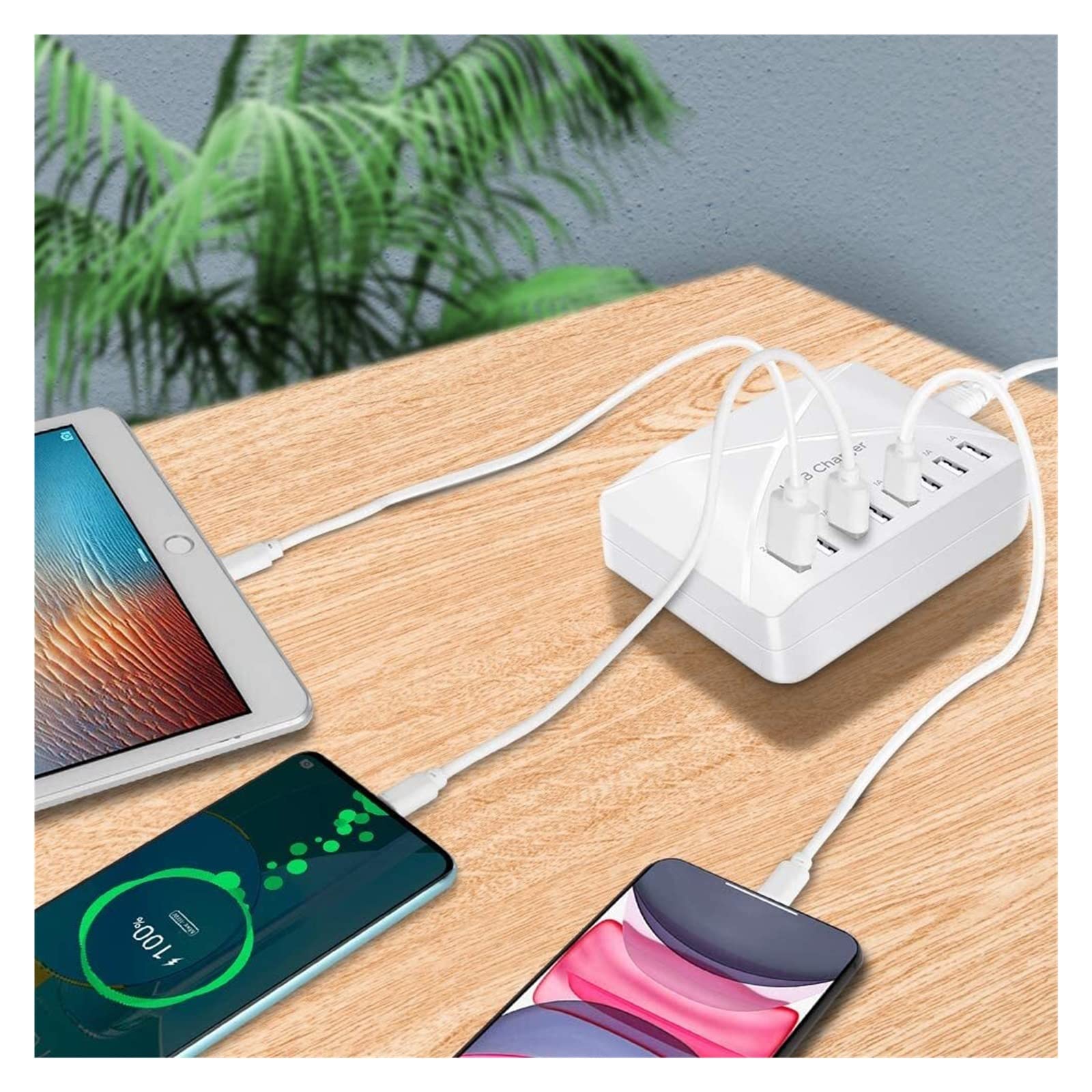 Stacja ładowania, Ładowarka USB 8 portów stacja ładowarki Multile Port Urządzenie Szybka ładowanie 5V 2,4A Wysoka pojemność dla telefonu Moble(Wit)