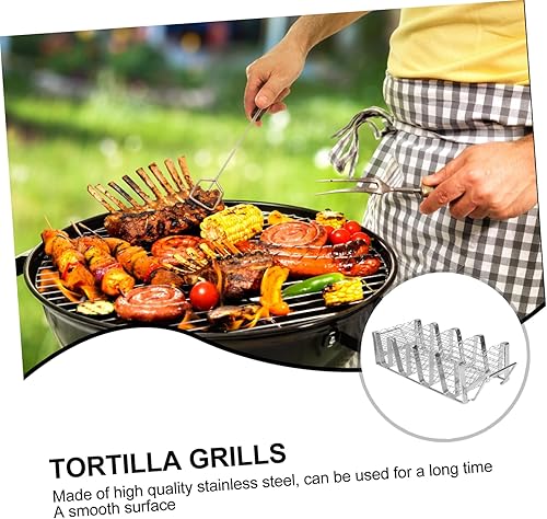 Miniatura 4 de BESTonZON Soporte para tacos de tortilla, soporte para tacos mexicanos, soporte para tacos para pizza, mini parrilla, bandeja para aperitivos,