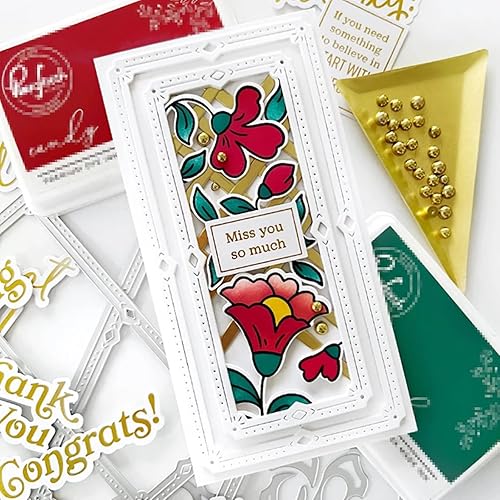 Miniatura 3 de Juego de 2 troqueles de metal con marco rectangular, marco de anidación rectangular cosido, plantillas cortadas para álbumes de recortes, álbumes de