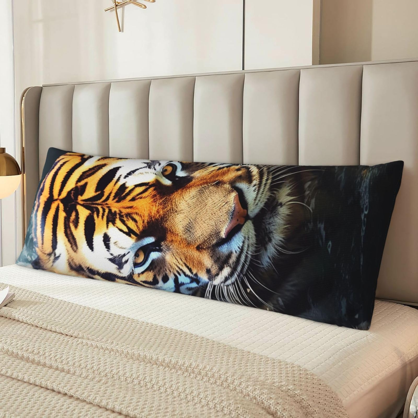 Cool Tiger Body Pillow Case Cover, Microfiber Long Pillow Cases, Ultra Soft and Cozy Plush Body Pillowcase Decorative Long Bed Pillow Cover for Sleeping 20x54 Inches