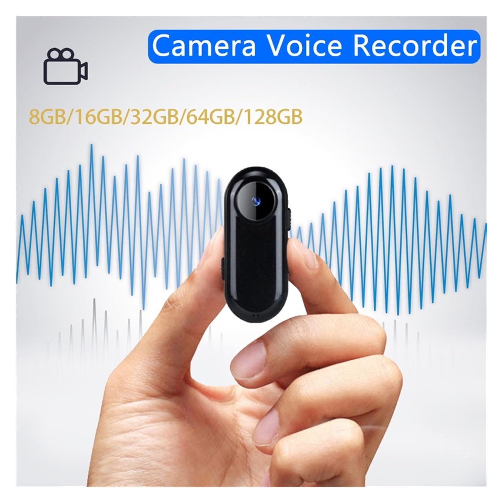 Macchina Fotografica d'azione Mini videocamera Sportiva Videocamera for registratore grandangolare Dispositivo di ascolto con videocamera for Microfono a Clip Posteriore(Cam add32gb Card)