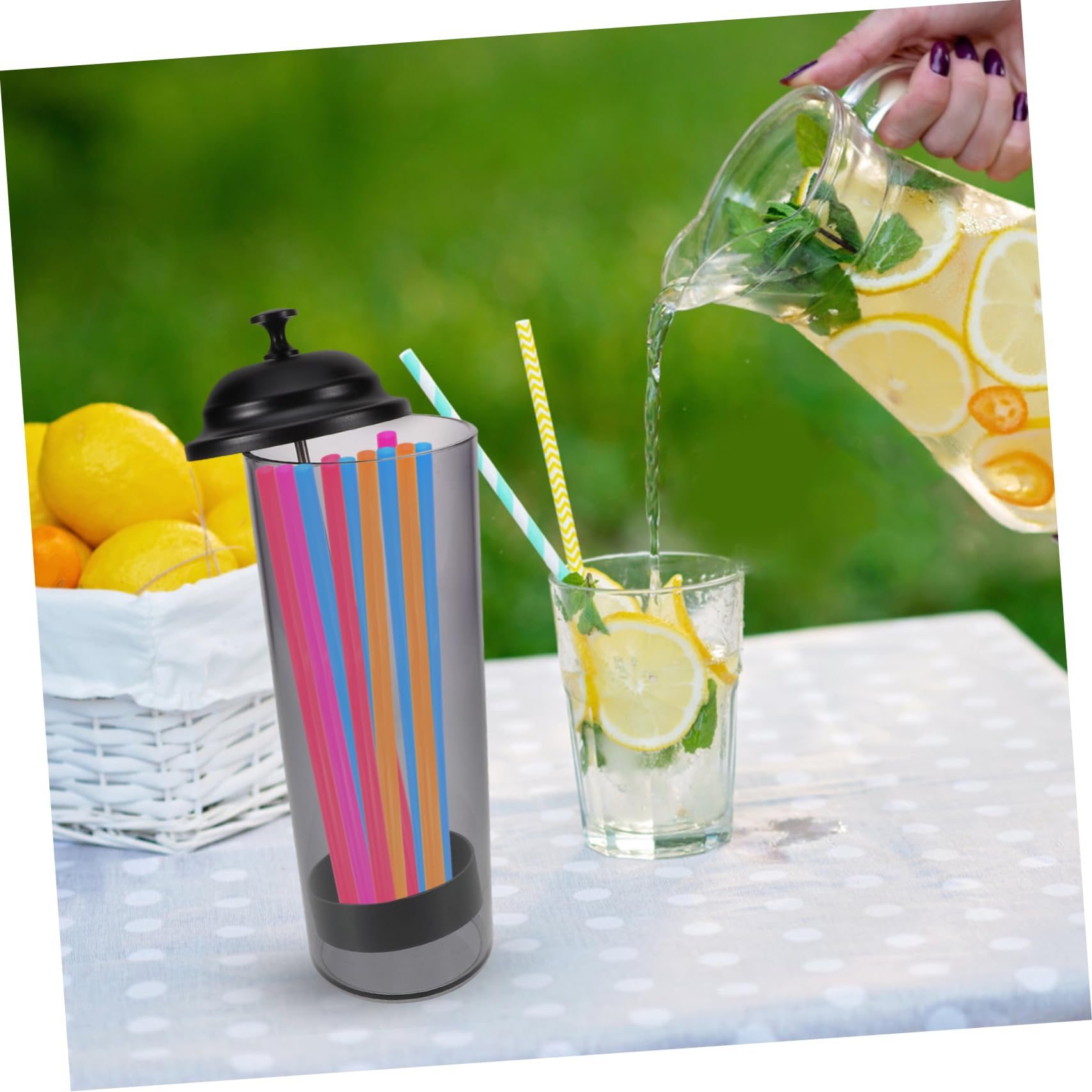 Unomor Straw Holder with Lid Multi Use Storage Organizer for Countertop Elegant Design for Smoothie and Wide Straws Straw Dispenser for Home