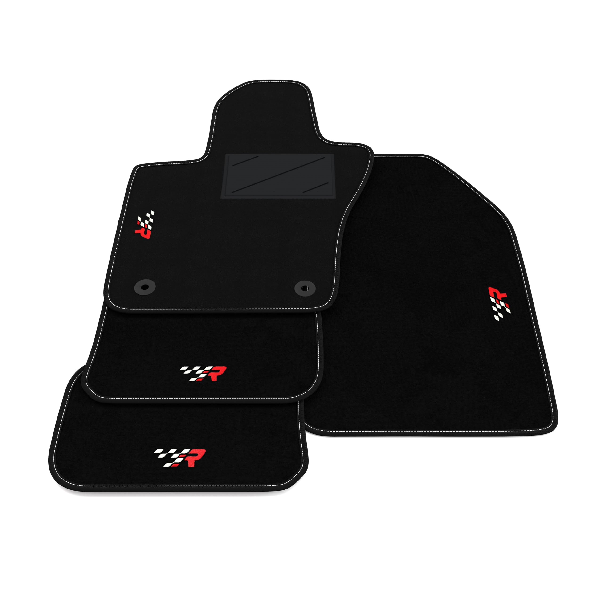 Set de Tapis de Voiture compatibles avec Jeep Renegade 2014-2026 - Côté Passager sans système de Fixation | Tapis sur Mesure en Moquette, Broderie R Racing, sur Mesure