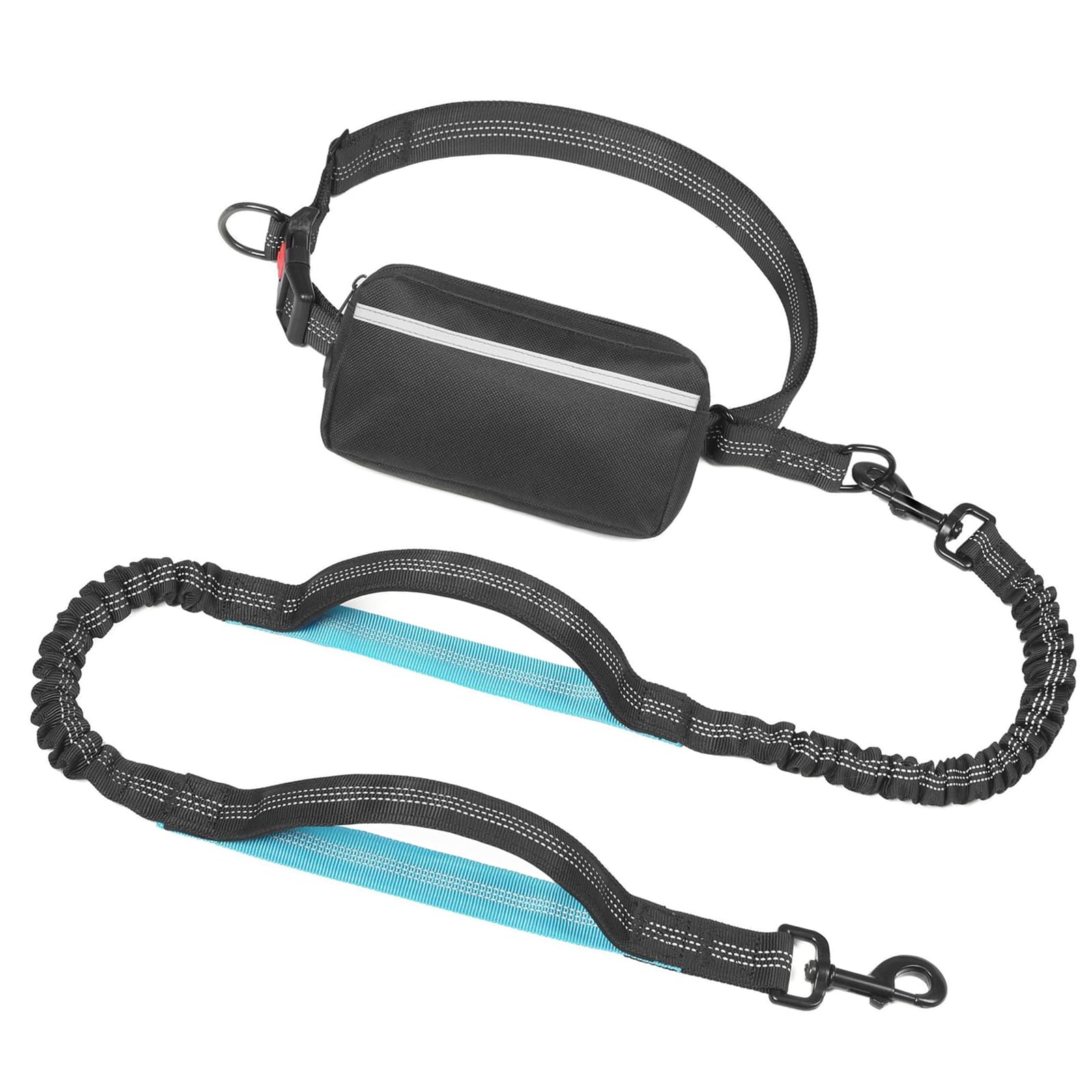 MICFENY Heavy Duty Nylon Dog Leashes with Elastic Rope Waist Belt Bag and Reflective Design for Breeds Walking