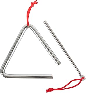 Classic Cantabile Triangle with Beater - Steel Triangle for Children and Early Musical Education - Percussion Instrument with 10 cm (4 Inch) Size and Clapper - Musical Instrument for Nursery