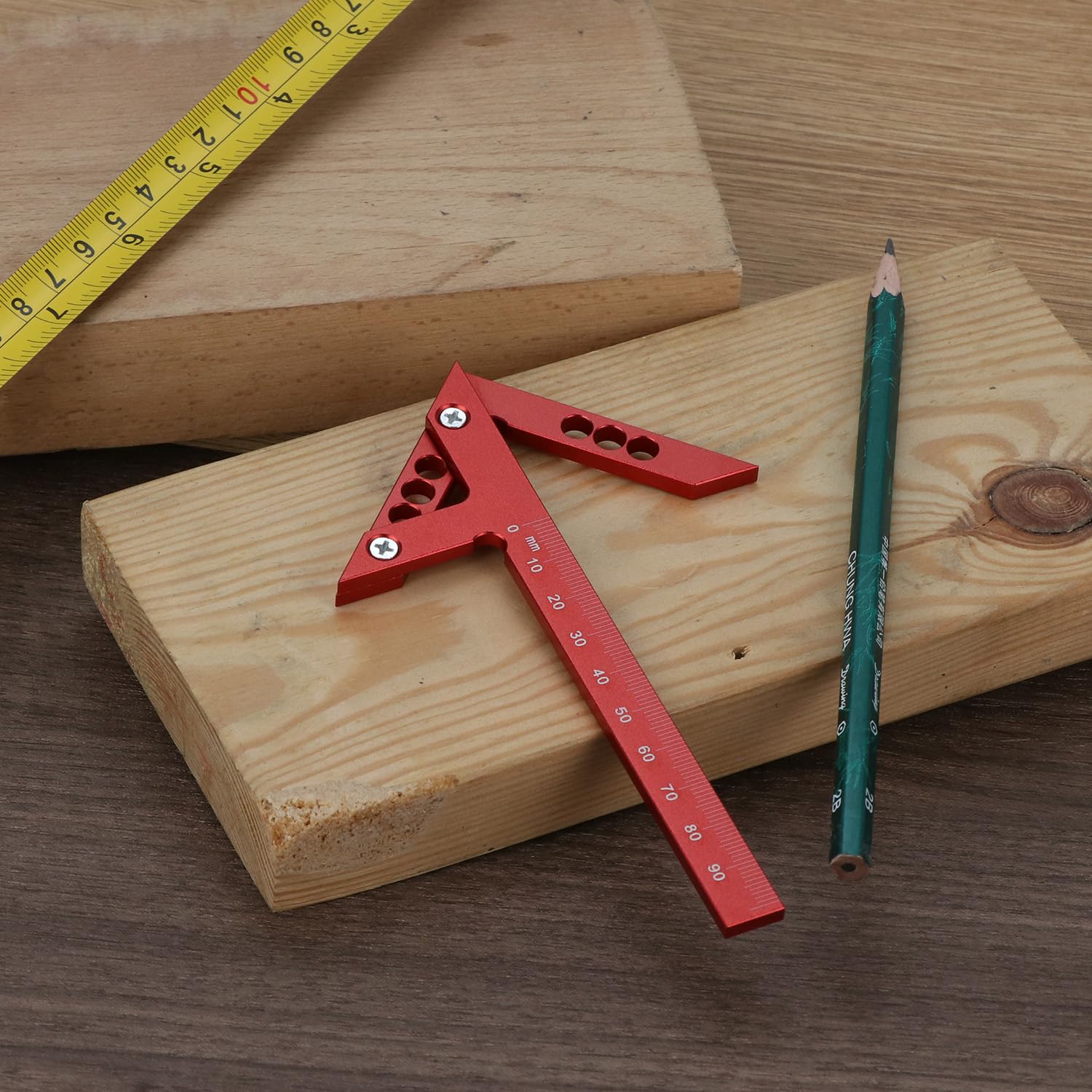 QWORK® Center Finder Angolo di centraggio 45/90 gradi con scala da 105 mm, strumento di misurazione di precisione in lega di alluminio per linee centrali e angoli esatti