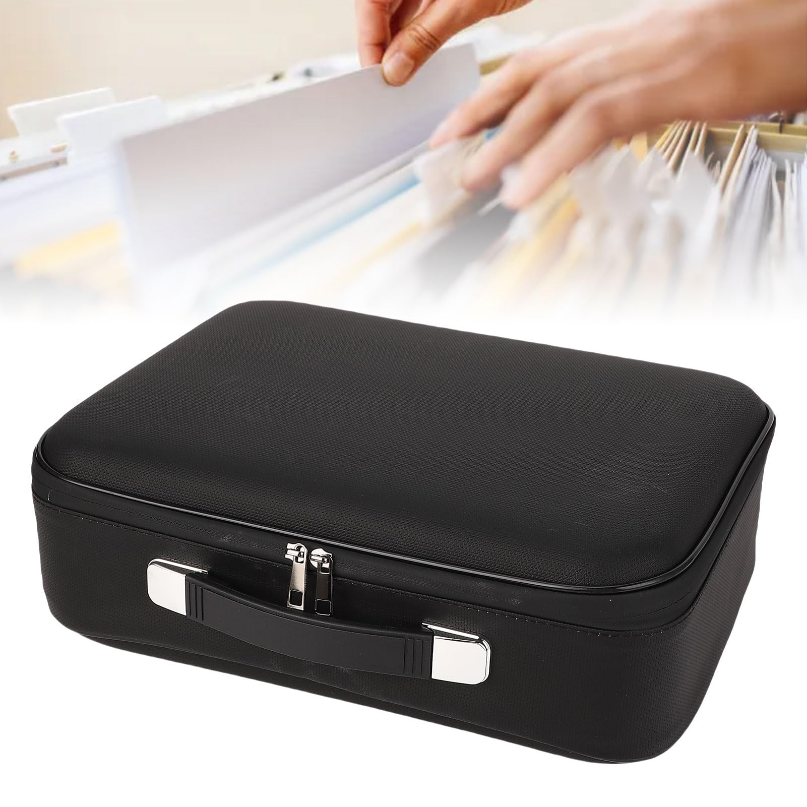 FTVOGUE Contenitore per Documenti Ignifugo, Organizer per Documenti Ignifugo in Fibra di Vetro Rivestito in Silicone con Blocco Password e 6 Tasche USB, Organizer per File Portatile con Guscio