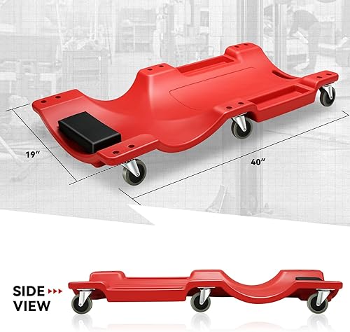 Miniatura 7 de Auto Dynasty Tablilla rodante de 40 pulgadas, para reparación mecánica automotriz de garaje de perfil bajo con reposacabezas acolchado, de plástico