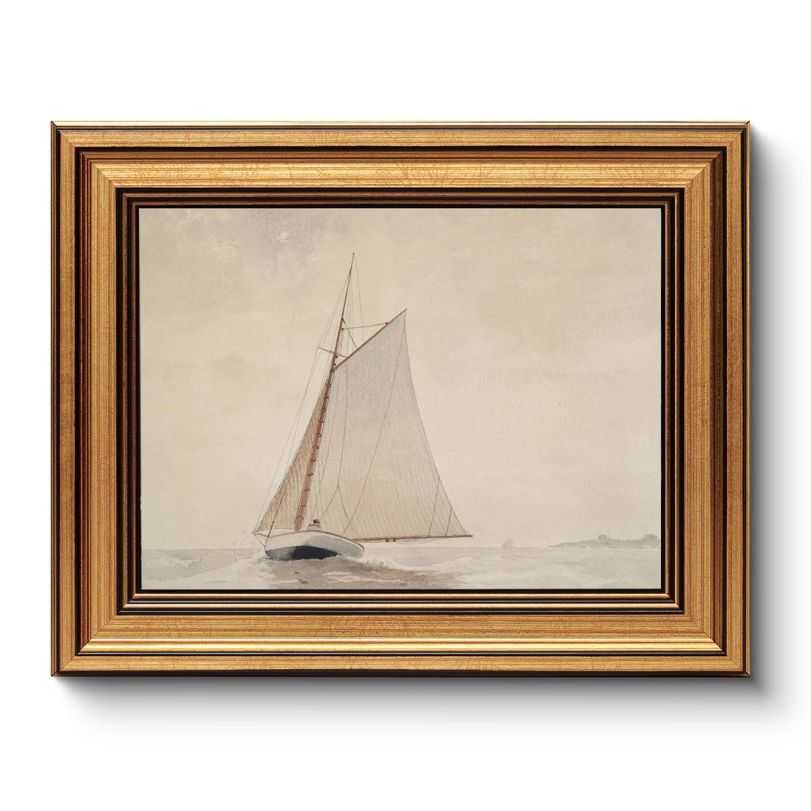 HUARCEY Gold Framed Vintage Canvas Art, 8"x10", Classic Wall Art Decor for Living Room, Bedroom, Kitchen, Dining Room — image 1