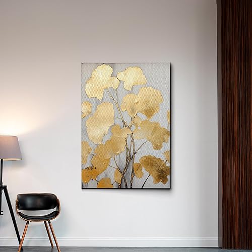 Miniatura 3 de Original Ginkgo biloba Print On Canvas, Modern Textured Gold Wall Art, Abstract Gold Leaves Print, Living room Wall Decor, Modern Canvas, Print
