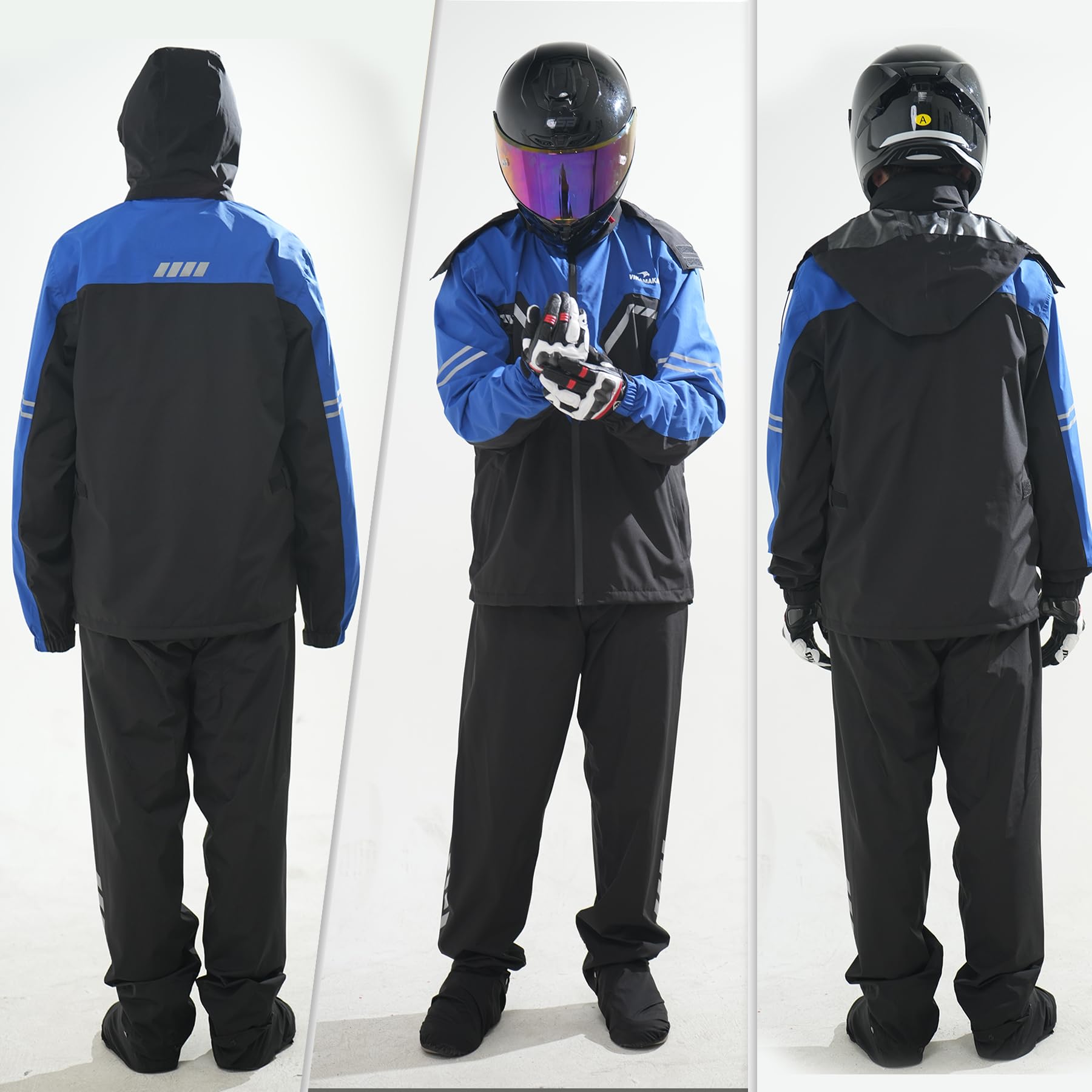 Combinaison de pluie imperméable pour homme, veste de pluie légère et portable réfléchissante pour moto cyclisme équipement de pluie