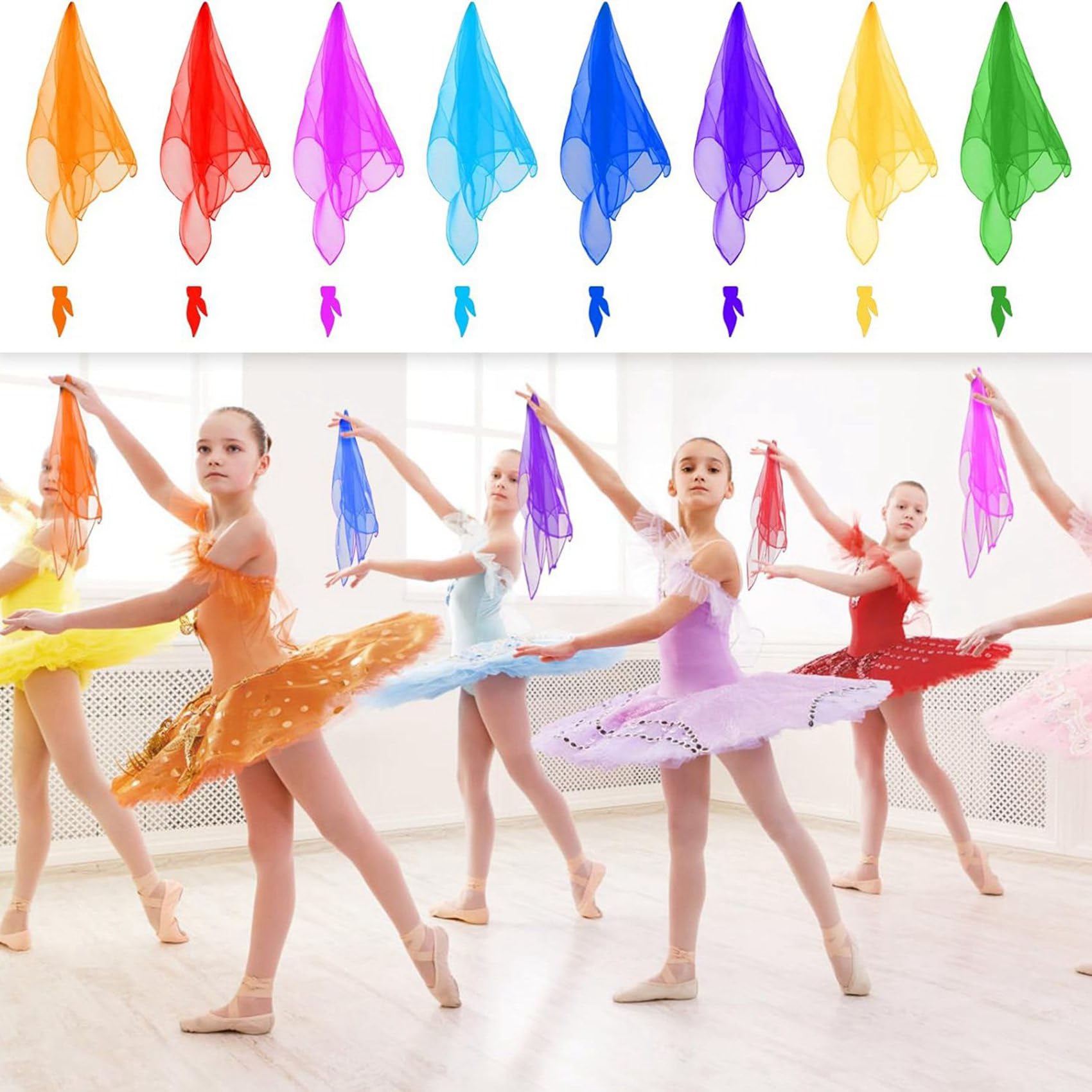 144 Pezzi Sciarpe da Giocoleria per Bambini Sciarpe da Ballo per Lezioni di Musica Sciarpe Ritmiche Sete da Gioco per Il Movimento dei Bambini