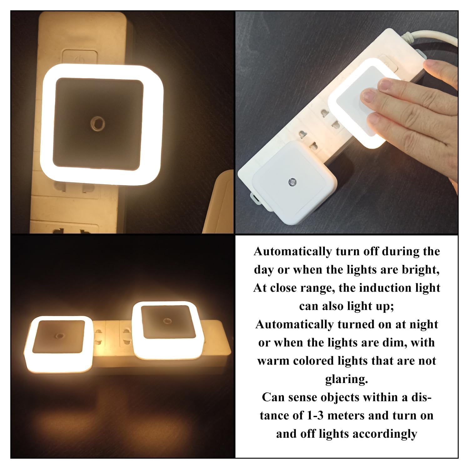 4Pcs LED Night Light 0 5W Smart Light Sensing Warm White Nightlight 65mm ABS Auto Sensor Bedroom Bathroom — view 9