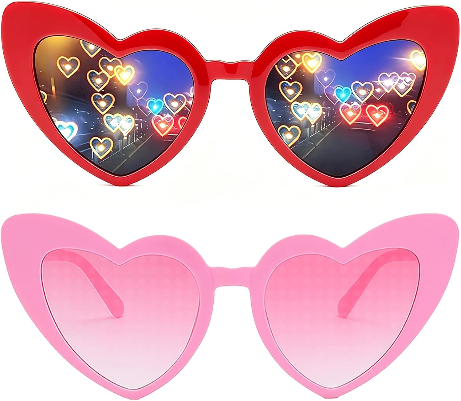 Diffraction Glasses Heart Effect Glasses Cat Eye Heart Shaped Rave Glasses for Women Wedding Bar Concert EDM Party