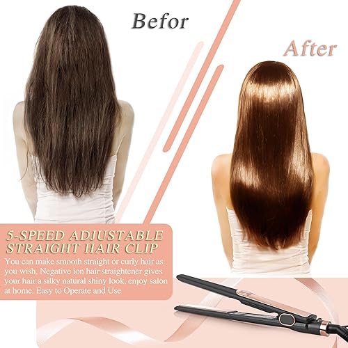 Miniatura 6 de Hair Straightener and Curler 2 in 1, 15s Fast Heating & 5 Temp Settings, Large 3D Floating Ceramic Flat Iron, Dual Voltage Straightening IronsBlack