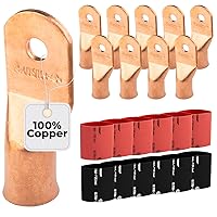 Vista 65 de SELTERM - 2 terminales de anillo resistentes para cable de batería, calibre 4 AWG, pernos de 3/8 pulgadas, terminales de calibre 4, ojales de cobre