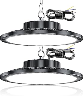 UFO LED Candeeiro de alta baía 100 W 2 unidades, 10000LM holofotes LED interior teto, 7000 K branco frio, IP65 impermeável LED industrial para garagem, armazém, escritório, oficina