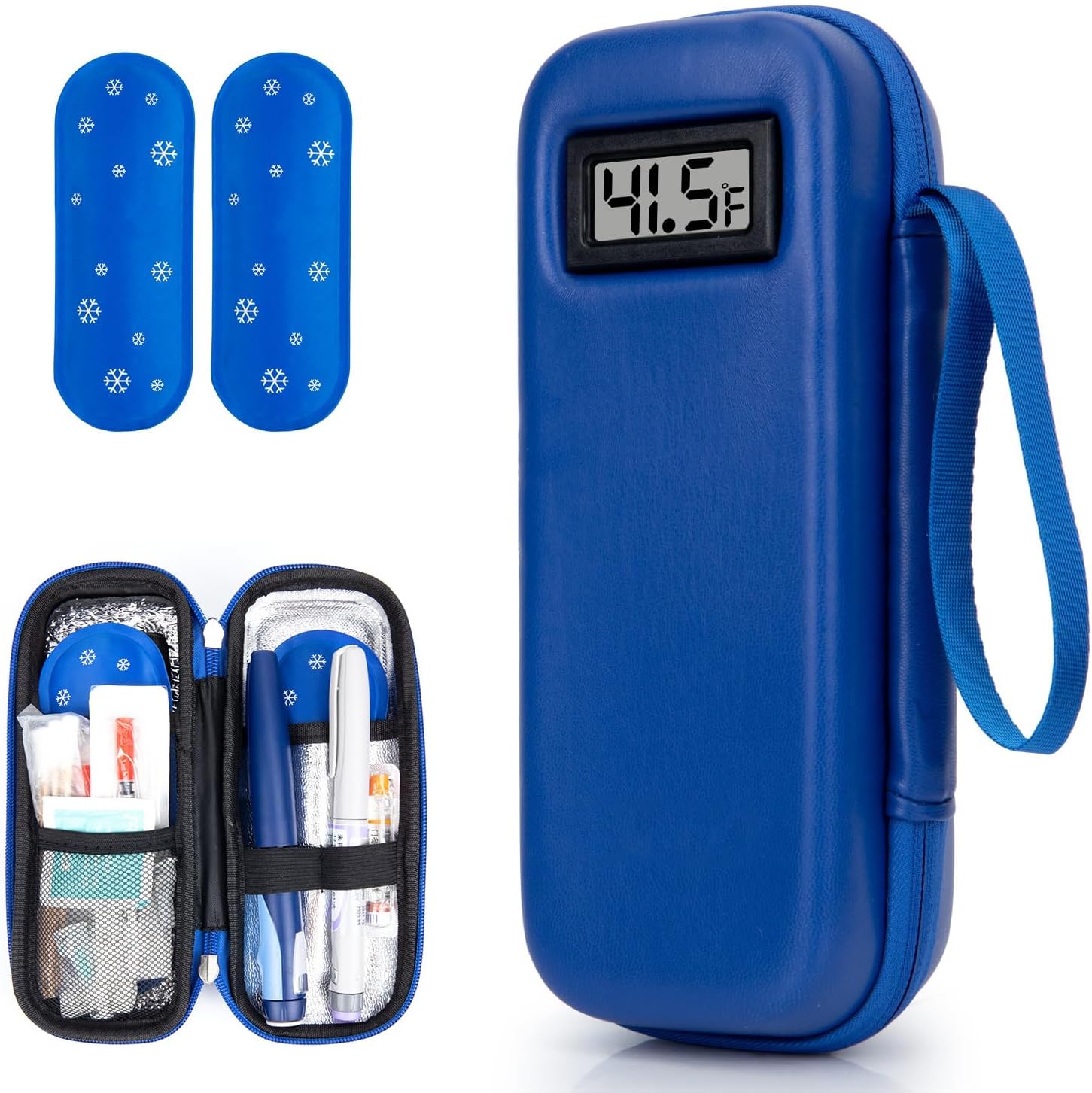 WIBOND Insulin Cooler Travel Case with Temperature Display, Tsa Approved, Refrigerated Medicine Travel Case with 2 Ice Packs, Insulin Pen & Other Diabetic Supplies Organizer for Trip and Daily