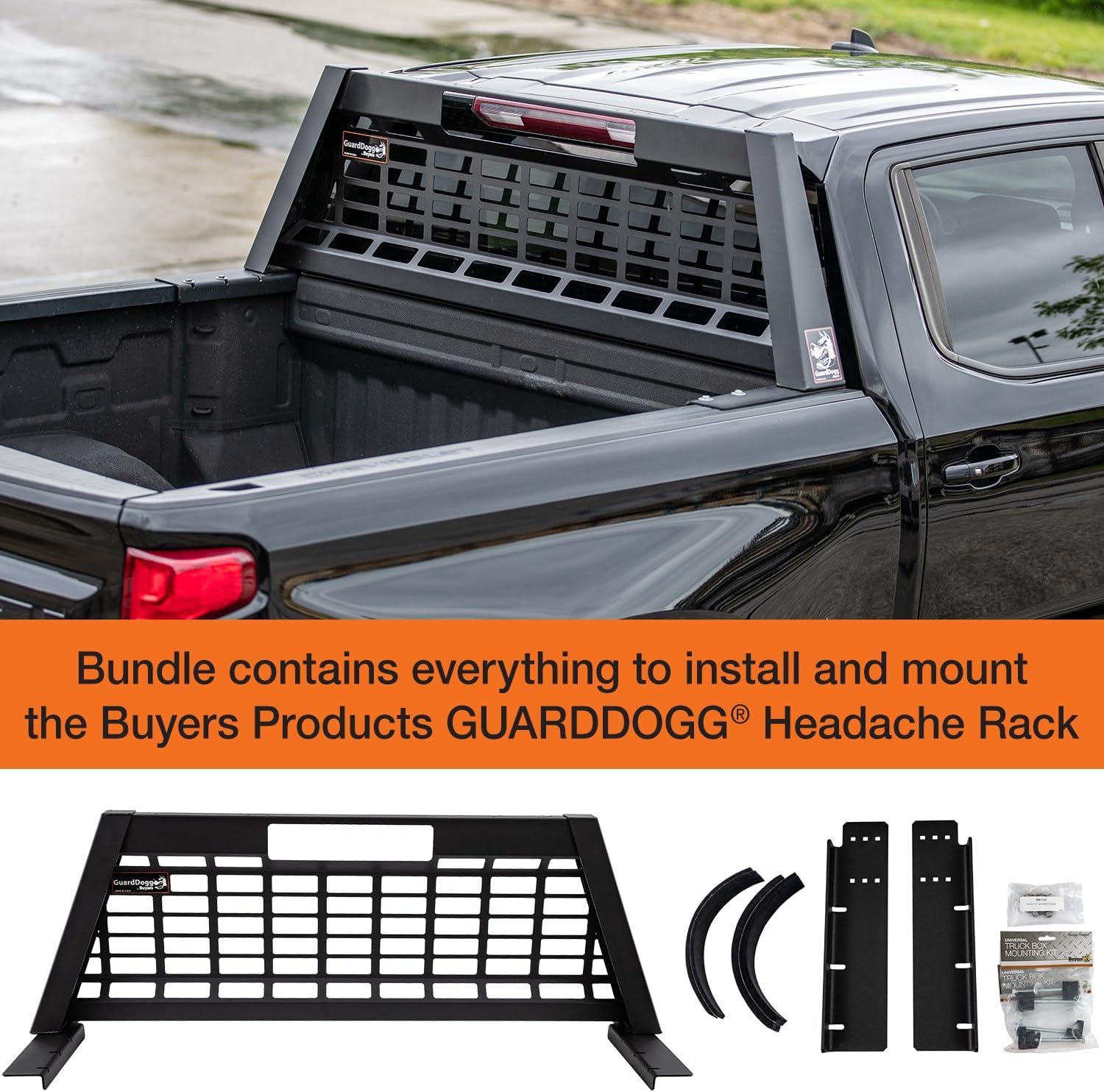 GuardDogg by Buyers 851360 20.20" Matte Black Heavy-Duty Steel Pickup Truck Headache Rack w/Mounting Brackets, Popular with Silverado 1500 & Sierra 1500, Made in The USA image 5