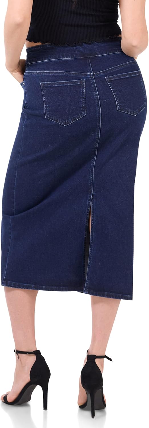Women’s Pull-On Stretch Denim Skirt – Soft Jean Fabric, Slim Fit, High Rise, Everyday Casual Style - Image 3
