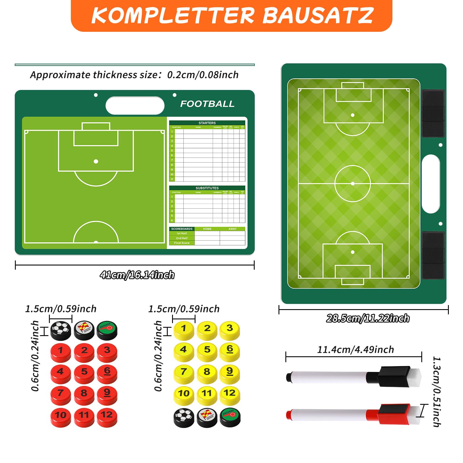 Desoto Magnettafel Fußball Coaching Board - Strategie-Lehr-Zwischenablage, Profi Taktikmappe Strategiebrett für die Schulung und Spielanalyse