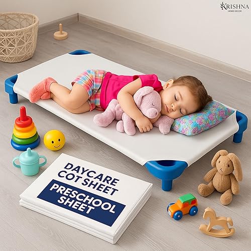 Miniatura 2 de Sábanas para cuna de guardería para niños pequeños y preescolares, tela transpirable de polialgodón, sábana para cuna preescolar, sábana bajera