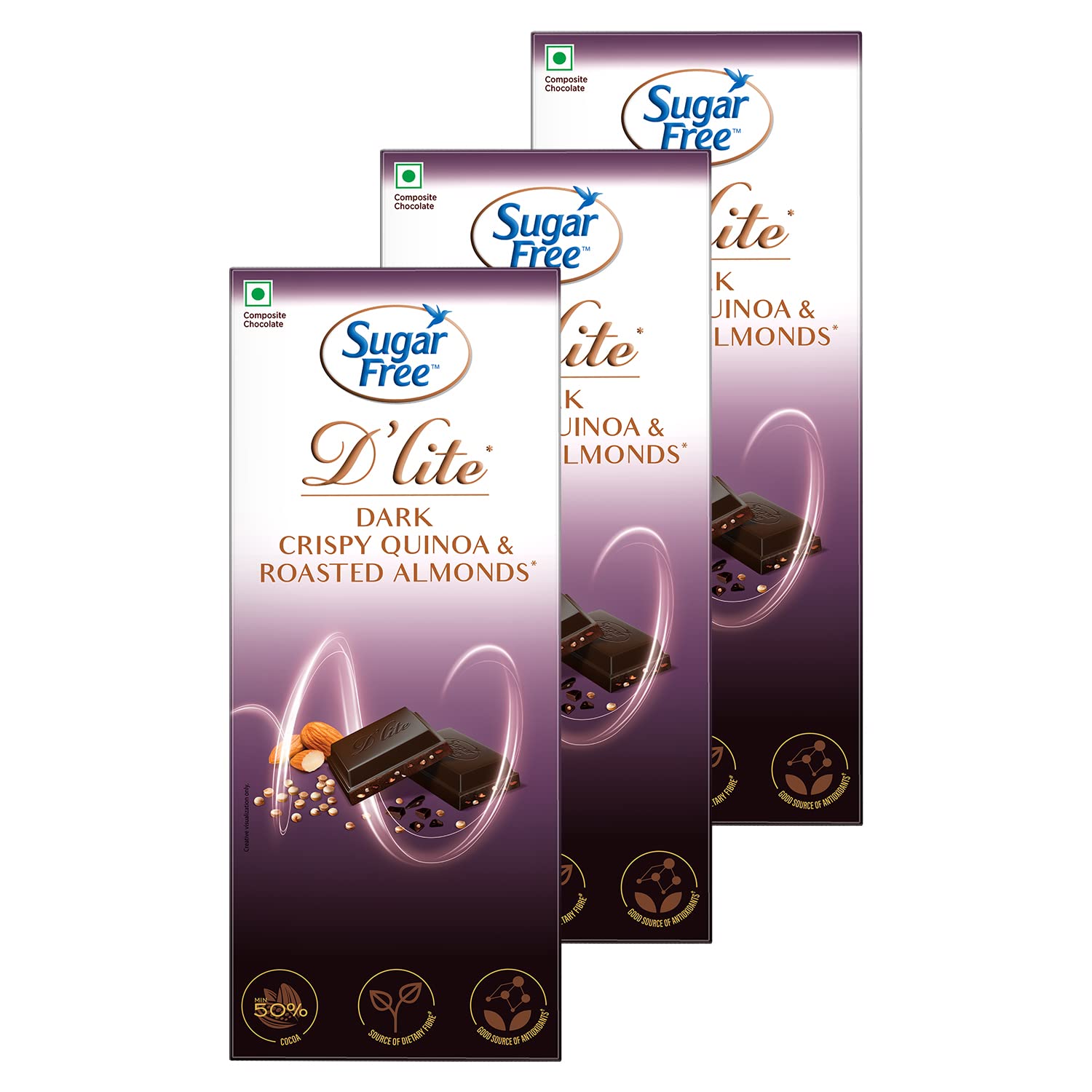 Sugar Free Dlite Quinoa & Almonds Dark Chocolate Bar, 80 Grams (Pack of 3) (B08LKTLGVL) Amazon Price History, Amazon Price Tracker