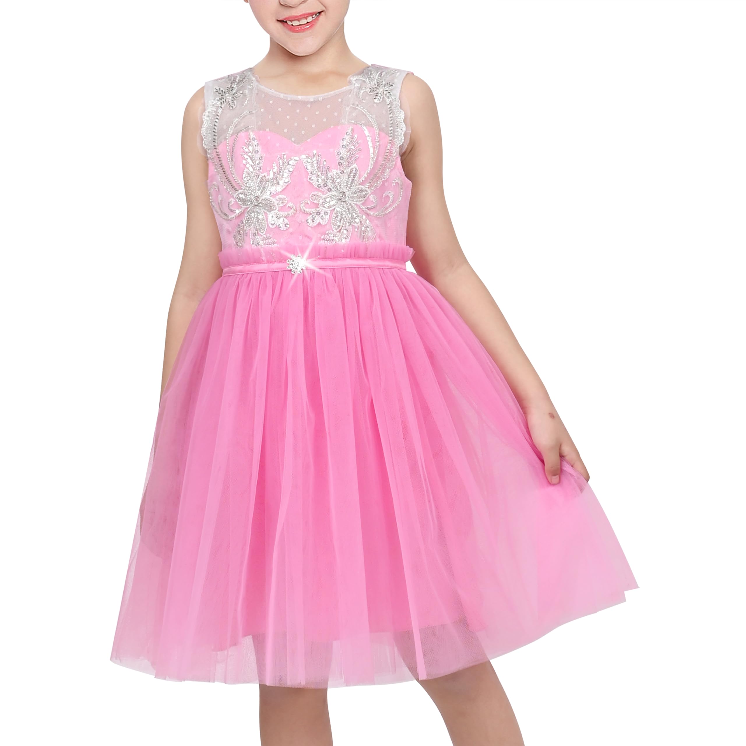 Sunny Fashion Vestido para niña Flor Blanco Boda Pageant Dama de Honor Vestido 3-10 años