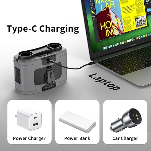 Miniatura 6 de Socool - Ventilador de cintura portátil de 10000 mAh con clip en el cinturón portátil, ventiladores personales funciona con batería, enfriamiento de