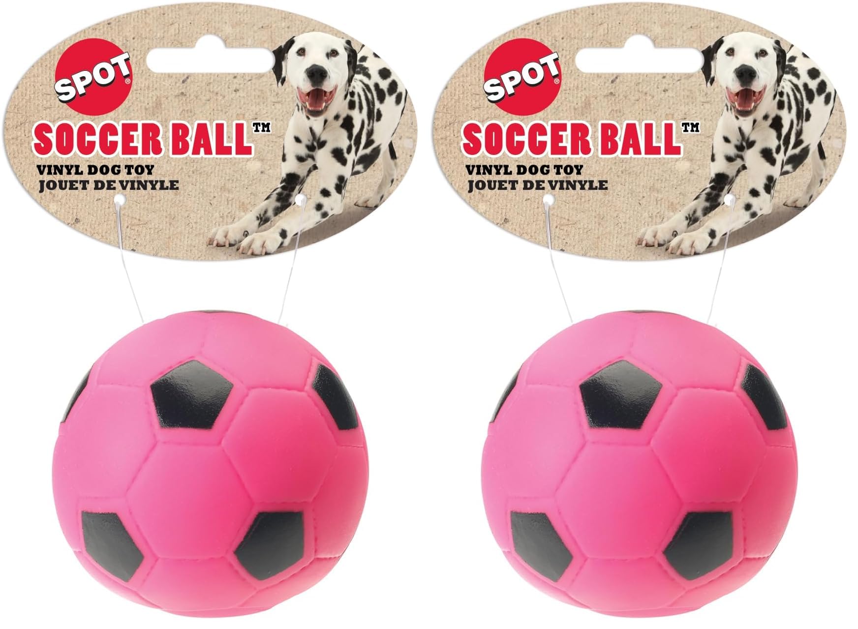 SPOT Ethical Vinyl Soccer Ball Dog Toy 3-Inch Pink Green Yellow White - Colors May Vary Pack of