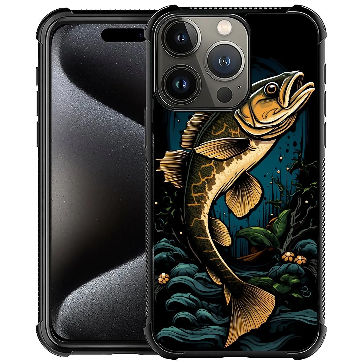 Goodsprout Compatible with iPhone 16 Pro Case,Dark Largemouth Fish Amazing Pattern Design Shockproof Anti-Scratch Hard PC Back Case for iPhone 16 Pro