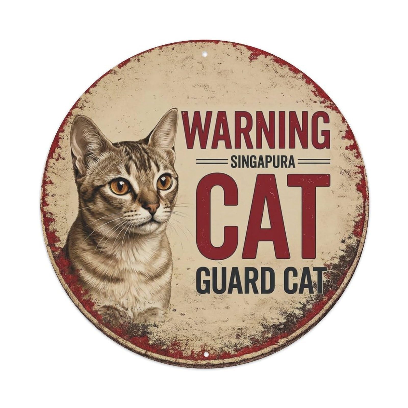 Tgrcjimh Style Metal Tin Sign Vintage Warning Singapura Cat