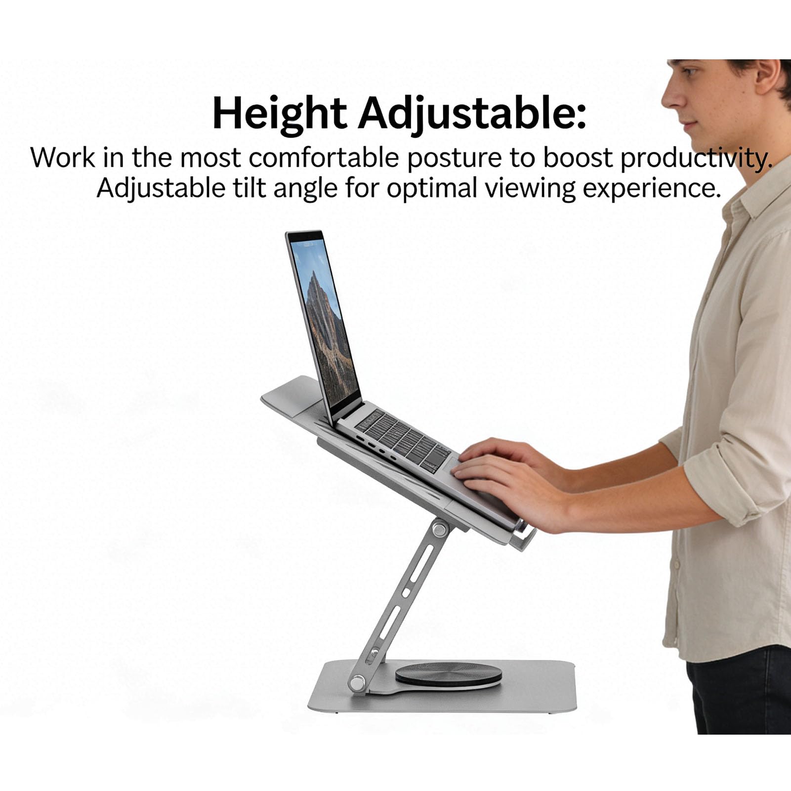 FILFEEL Soporte Giratorio de 360° para Portátil – Soporte Ergonómico de para Portátil de Aleación de Aluminio para Pro XPS de hasta 17 Pulgadas, para con Disipación de Calor