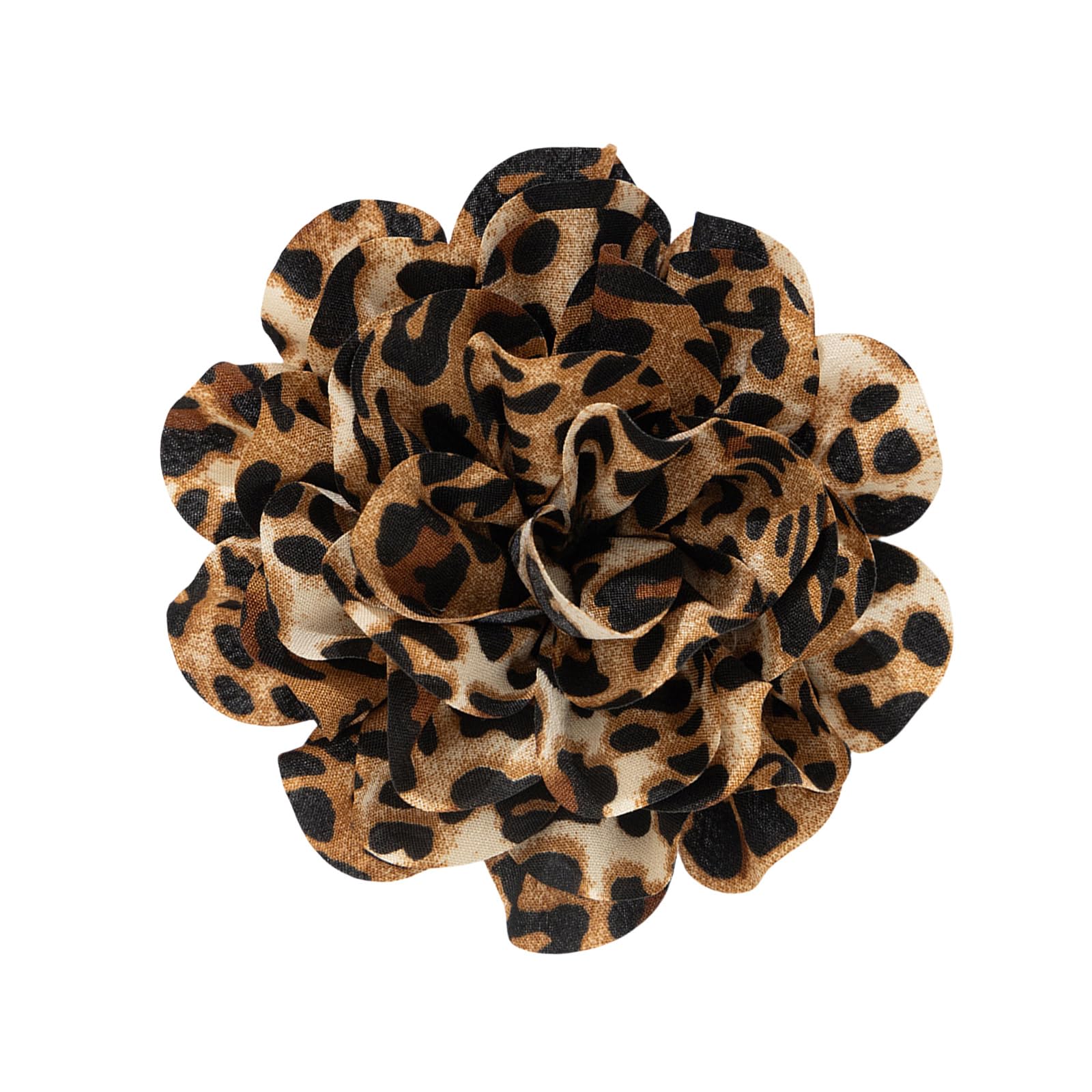 Huangang Women's Brown Leopard Print Flower Duckbill Clip Brooch Exaggerated Floral Shaped Corsage Versatile Fashion Accessory For