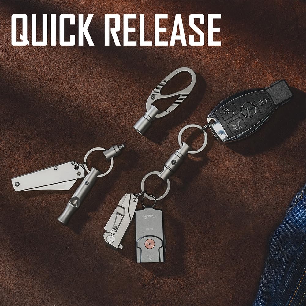 KeyUnity Connecteur porte-clés amovible, porte-clés pivotant à double extrémité en titane pour mousqueton