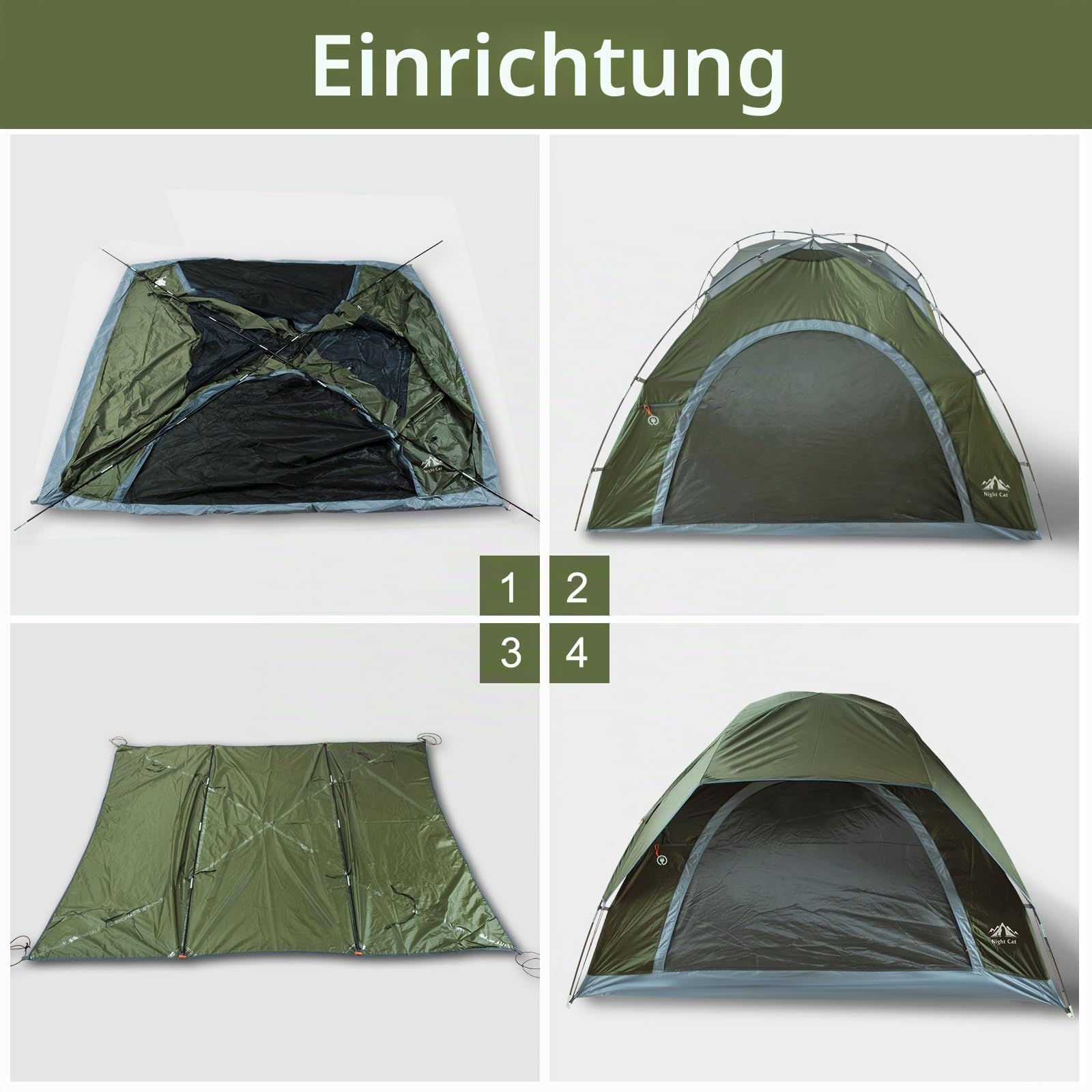 Night Cat Zelt für 2 Personen Camping: Wasserdicht Rucksackzelte für 2 Mann Einfache Einrichtung Leichtgewichtig Wanderungen im Hinterhof