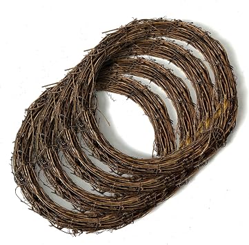Worown 4-Pack 12 Inch Natural Grapevine Wreaths, Rattan Vine Wreath for DIY Christmas Crafts, Front Door Wall Hanging, Wedding and Party Decorations