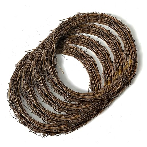 Worown 4 Pcs 12 Inch Natural Grapevine Wreaths, Vine Branch