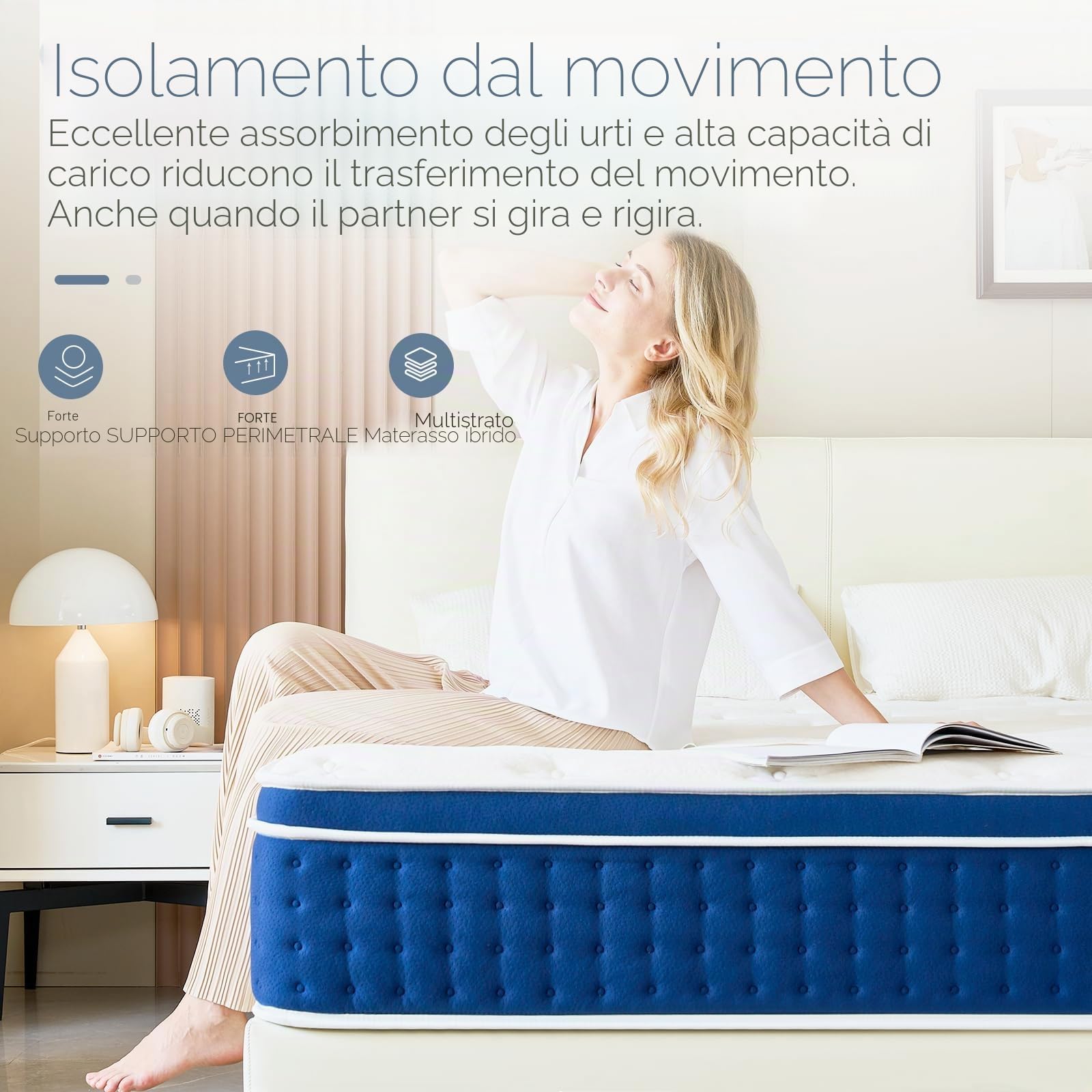 Materasso 160 x 190 cm, 30 cm, materasso a molle H3, altezza 7 zone, ortopedico a molle insacchettate con strato di memory foam, certificato Öko-Tex, 101 notti di prova